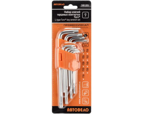 Набор ключей Г-обр. TORX 9 предметов  (T10-T50) длинные АвтоDело 39155