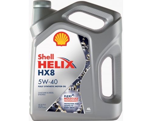 Моторное масло Shell Helix HX8 Synthetic 5W-40 синтетическое, 4 л.